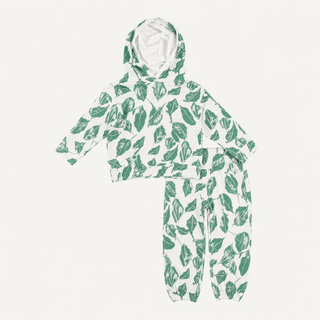 PREORDER long sleeve hooded relaxed jogger set | jade leaf | bamboo