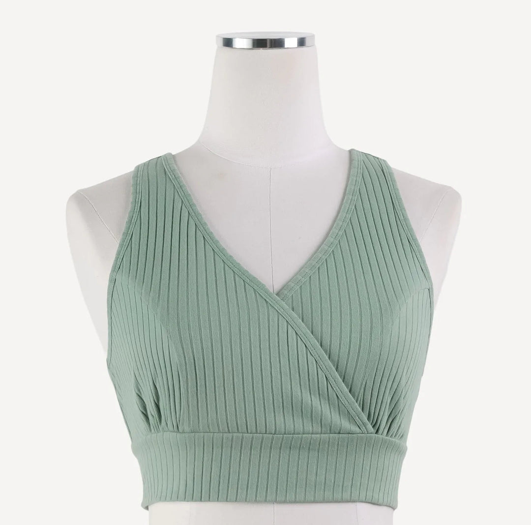 PREORDER womens sleep bra | jadeite | organic cotton wide rib