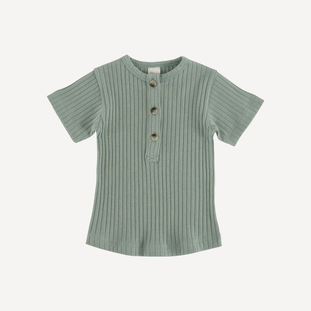 PREORDER short sleeve monty henley tee | jadeite | organic cotton wide rib