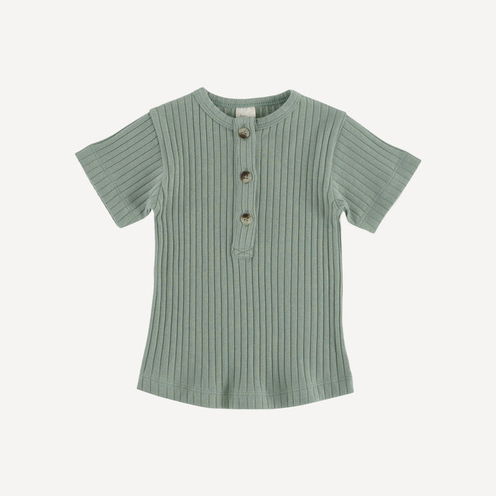 PREORDER short sleeve monty henley tee | jadeite | organic cotton wide rib