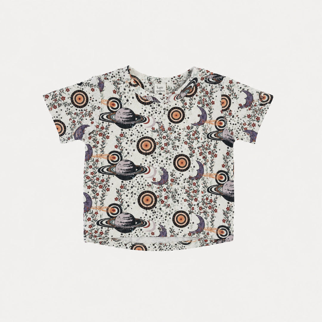 PREORDER short sleeve essential boxy tee | mystical planets | bamboo