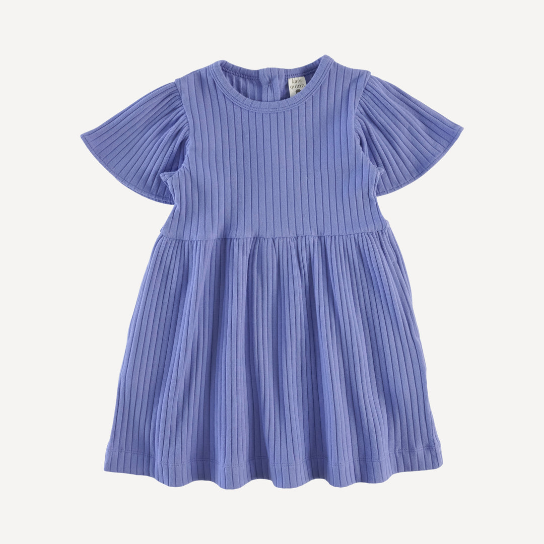 PREORDER flutter sleeve dress | periwinkle | organic cotton wide rib