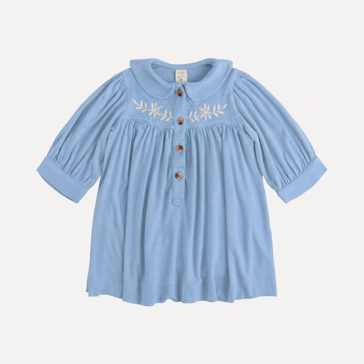 PREORDER long sleeve embroidered cowgirl dress | airy blue | bamboo