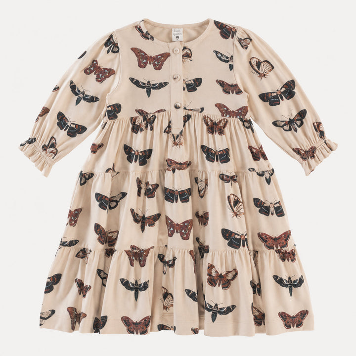 PREORDER long sleeve prairie dress | moths | bamboo