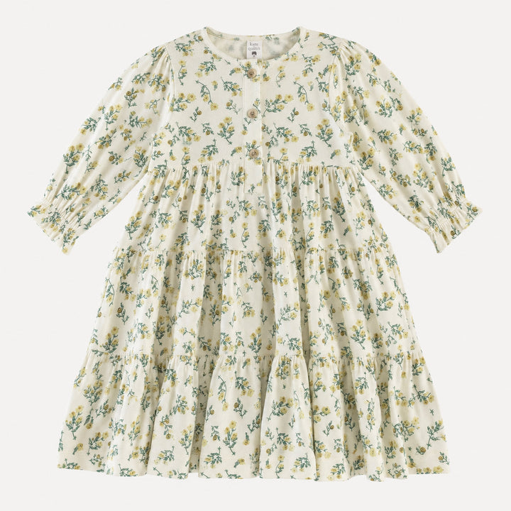 PREORDER long sleeve prairie dress | tiny chamomile | bamboo