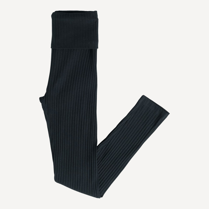 PREORDER womens rolled legging | black | organic cotton wide rib