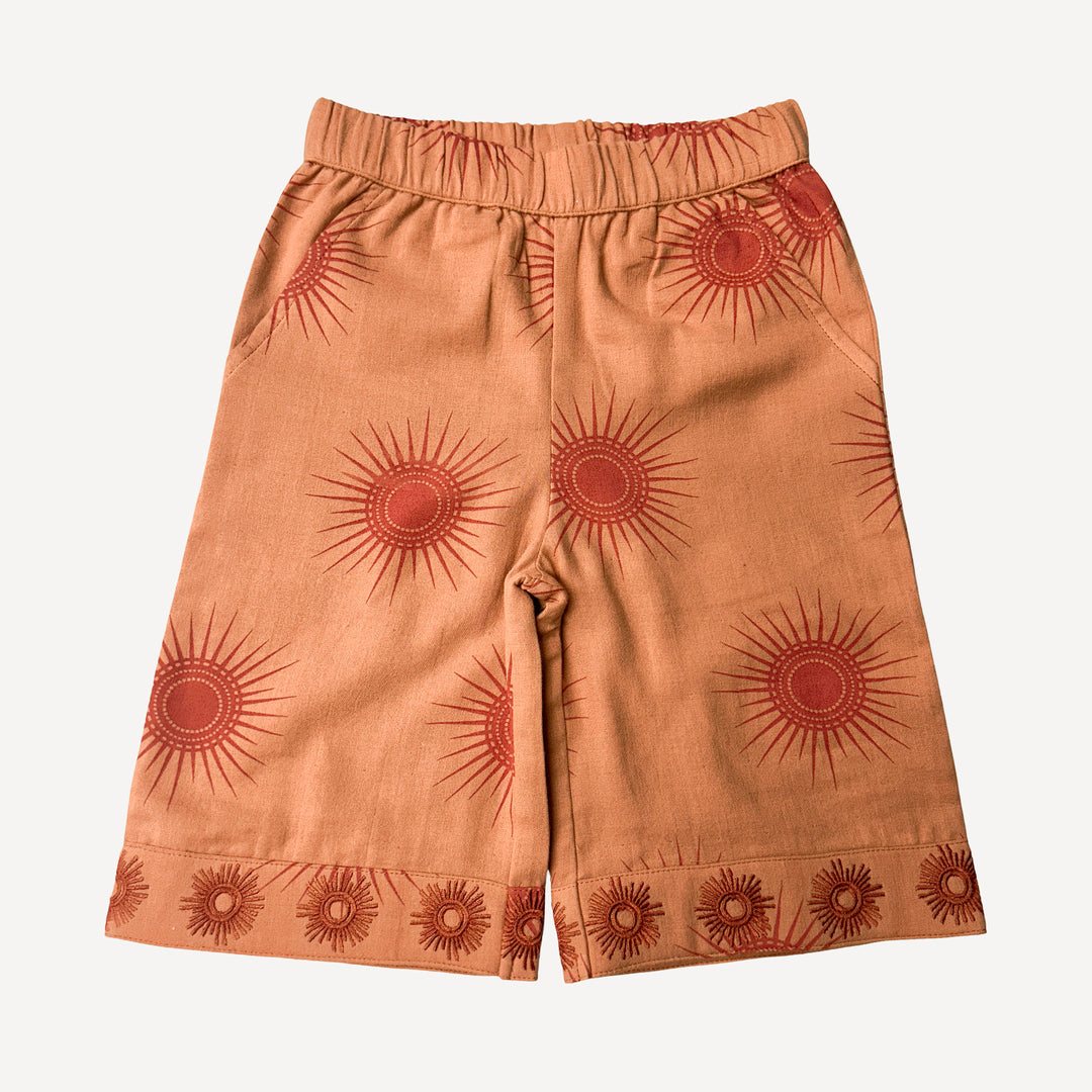 sun embroidered gaucho pant | mango sun | organic cotton gauze