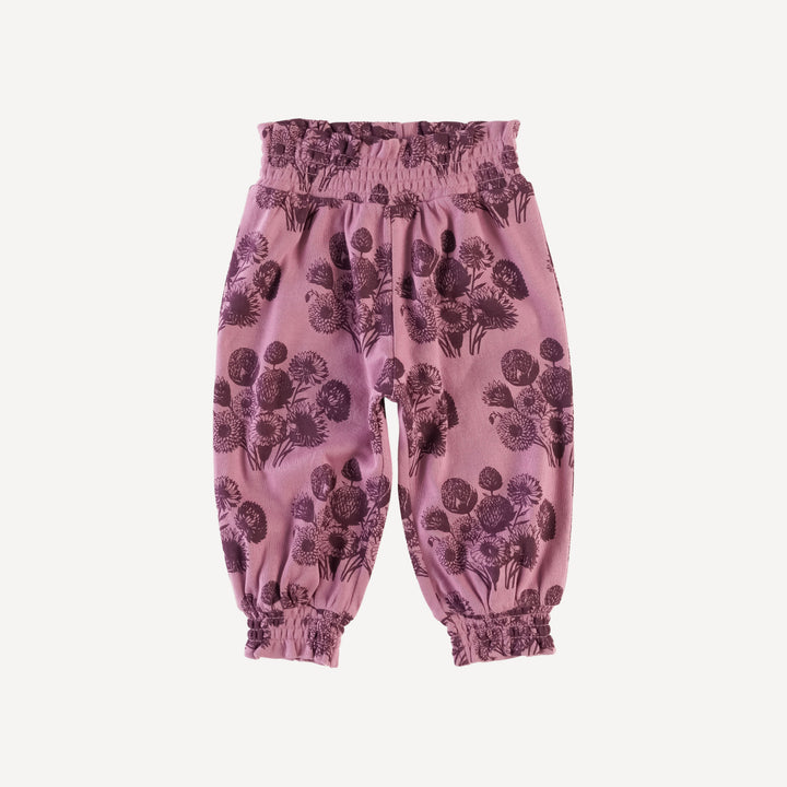 PREORDER smocked waist bubble pant | french violet dahlia | organic cotton interlock