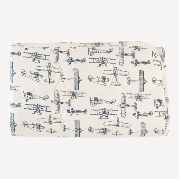 PREORDER classic circle quilt | vintage airplane | organic cotton interlock