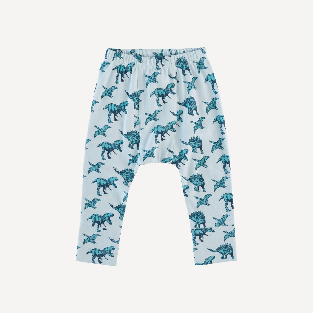 PREORDER classic panda pant | aqua dinosaur | organic cotton interlock