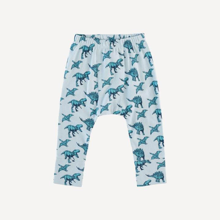 PREORDER classic panda pant | aqua dinosaur | organic cotton interlock