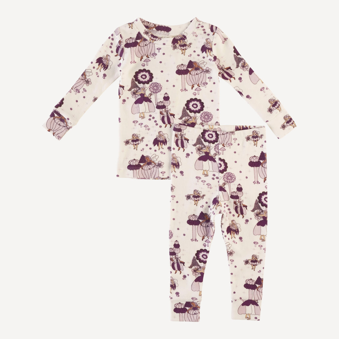 long sleeve crew neck pj set | sugar plum fairy | organic cotton flat rib
