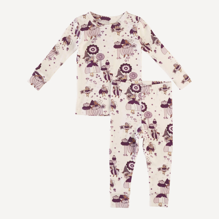 long sleeve crew neck pj set | sugar plum fairy | organic cotton flat rib