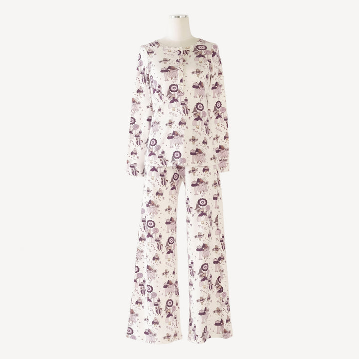 womens long sleeve crew neck pj set | sugar plum fairy | organic cotton flat rib