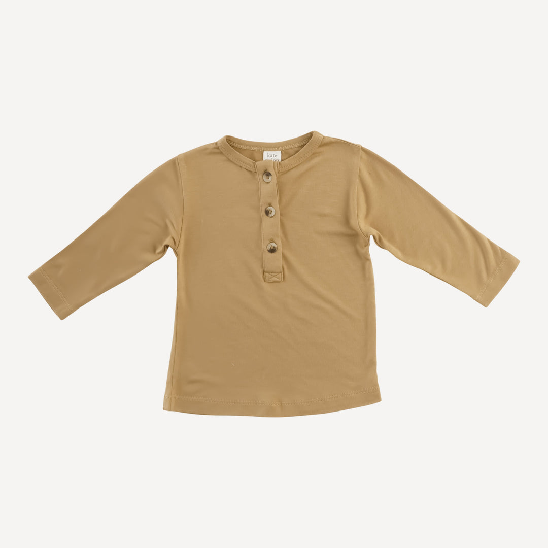 PREORDER long sleeve basic henley tee | apple cinnamon | organic cotton interlock
