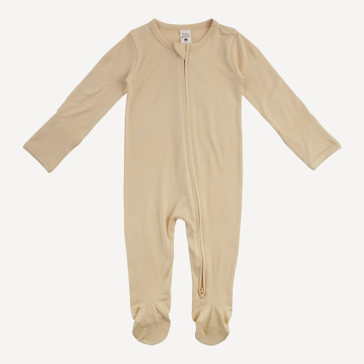PREORDER long sleeve two way zipper footie | marzipan | organic cotton interlock