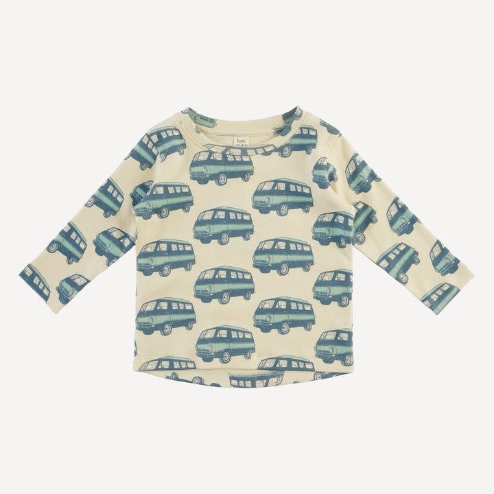 long sleeve essential boxy tee | blue beach van | organic cotton interlock