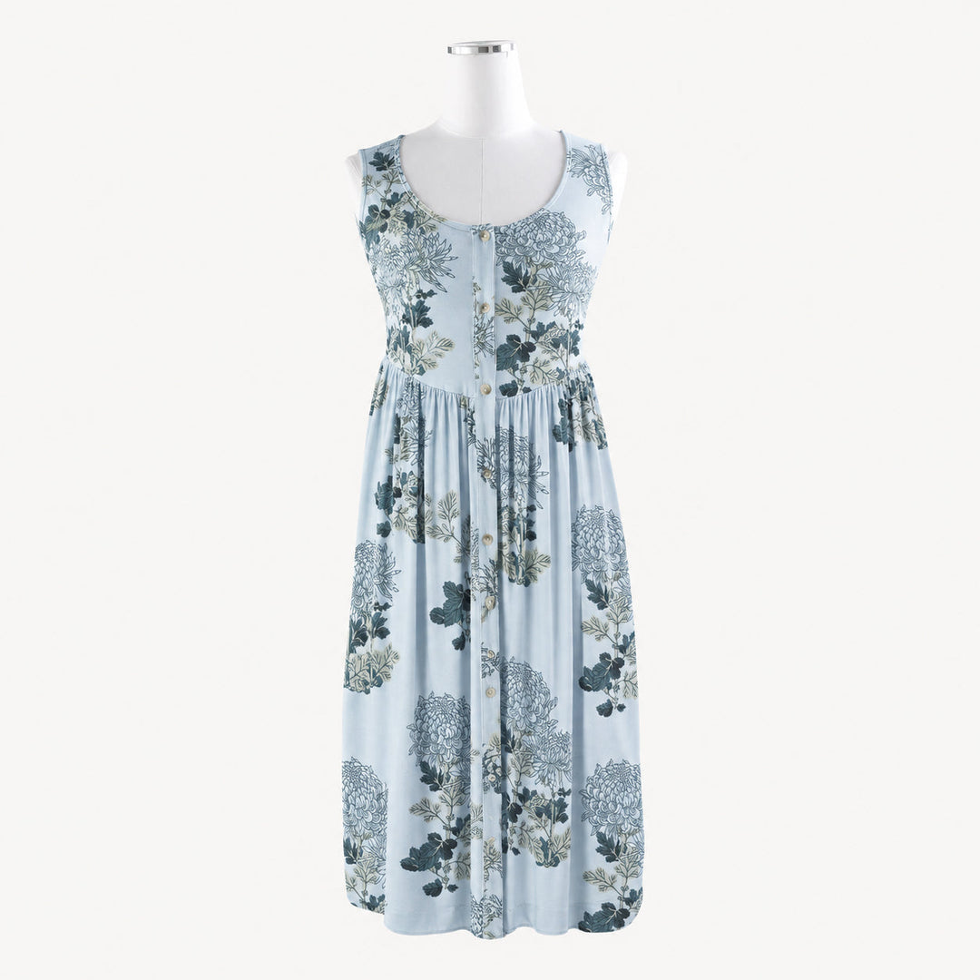 PREORDER womens sleeveless emma dress | blue mum | modal