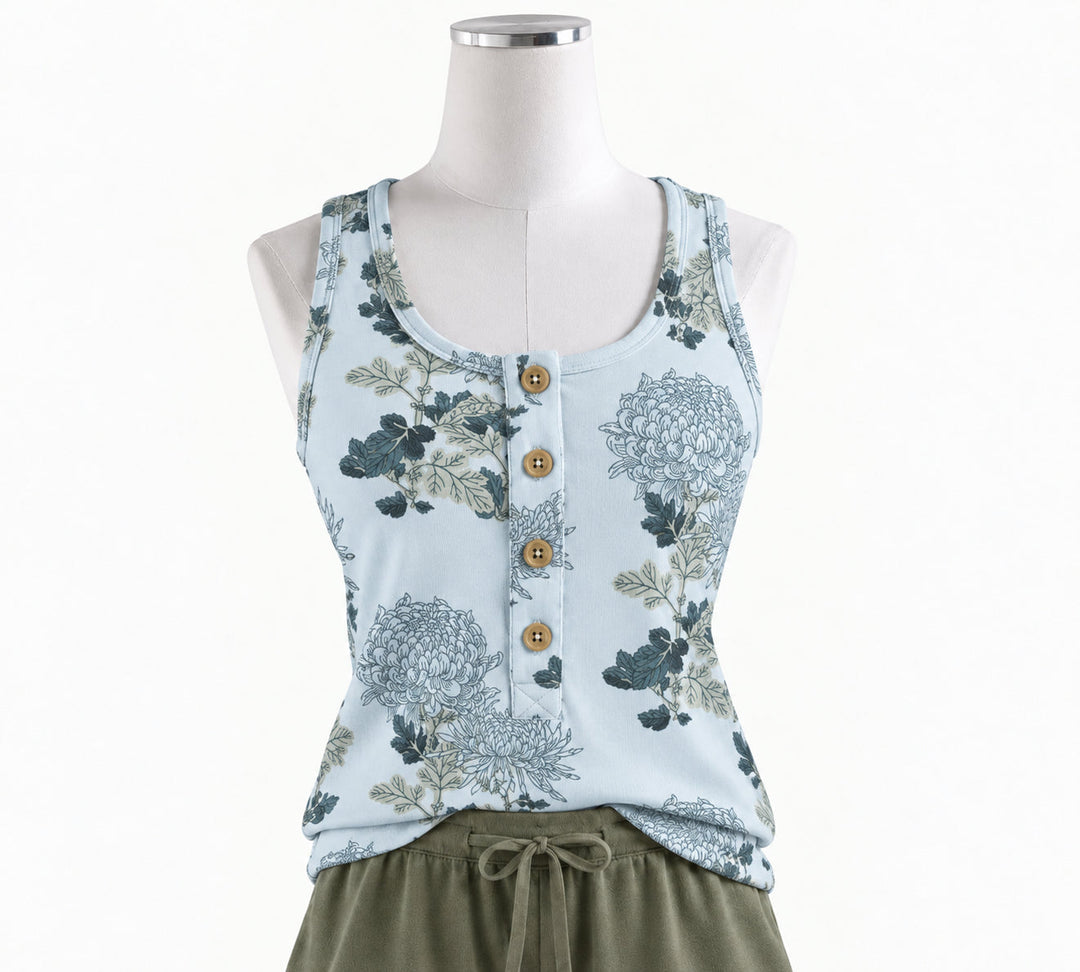 PREORDER womens button tank | blue mum | modal