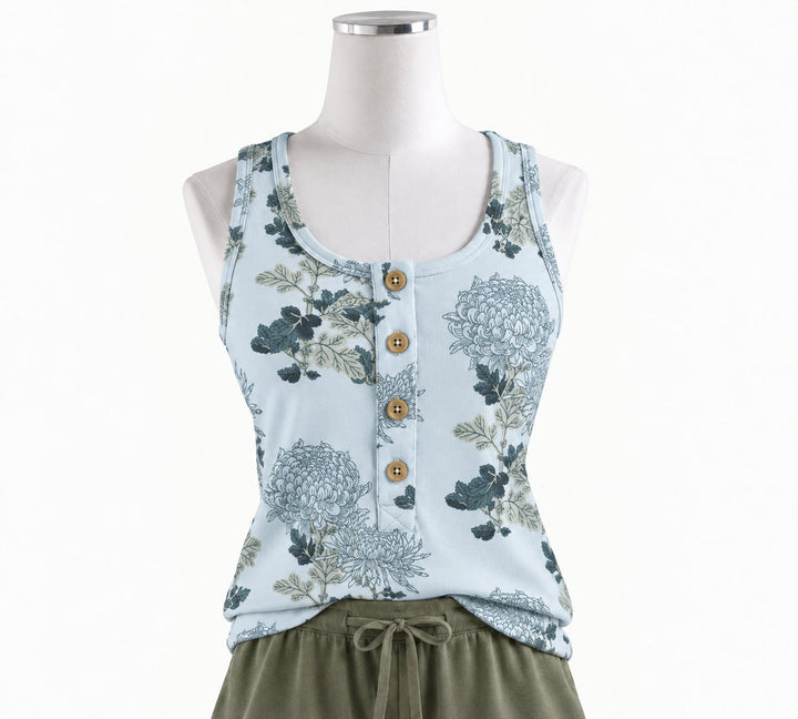 PREORDER womens button tank | blue mum | modal