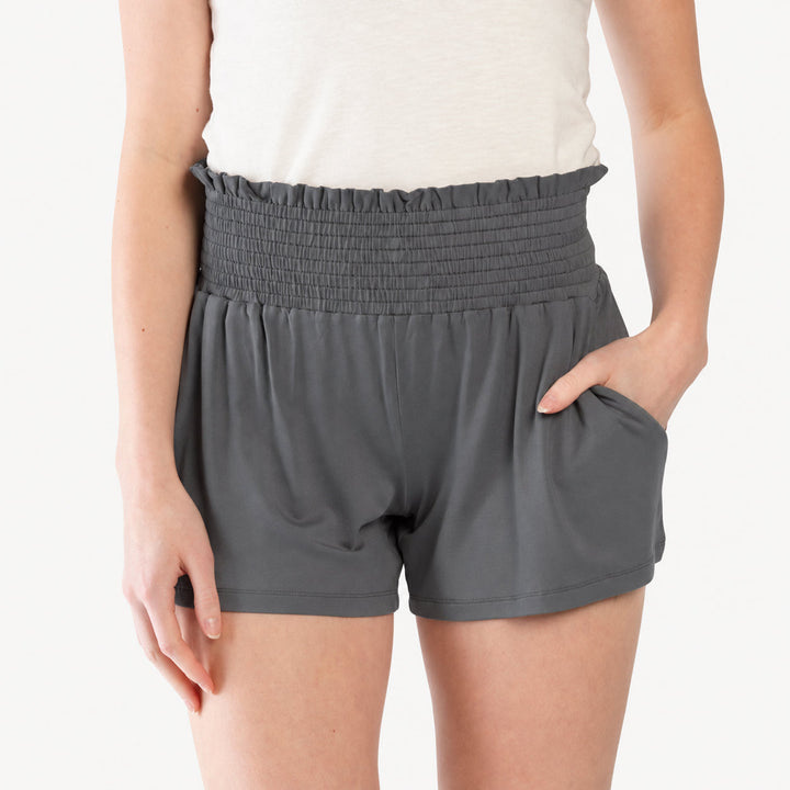 PREORDER womens smocked short | iron gate | modal