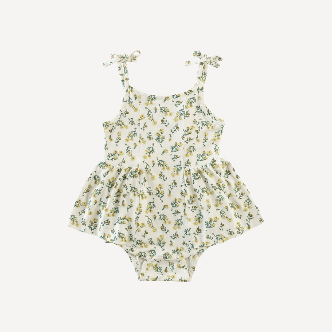 PREORDER spaghetti tie ballerina bubble | tiny chamomile | bamboo