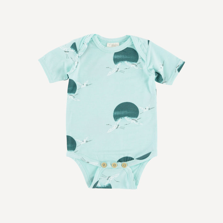 PREORDER short sleeve lap neck bodysuit | aqua crane | modal