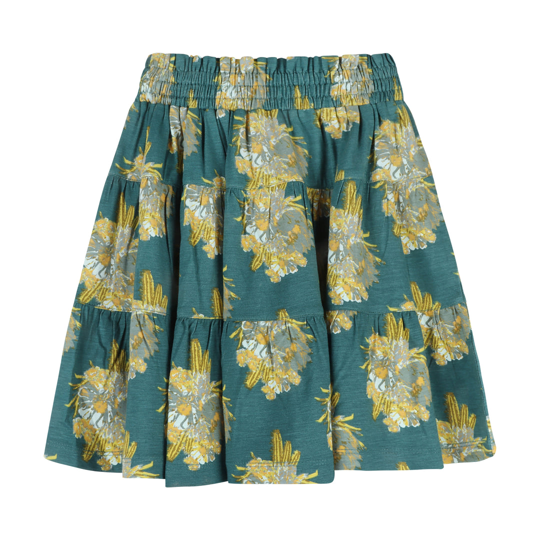 smocked tiered gathered maxi skirt | cactus floral | bamboo