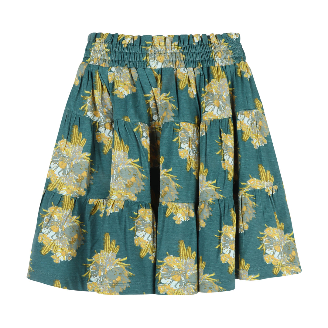 smocked tiered gathered maxi skirt | cactus floral | bamboo