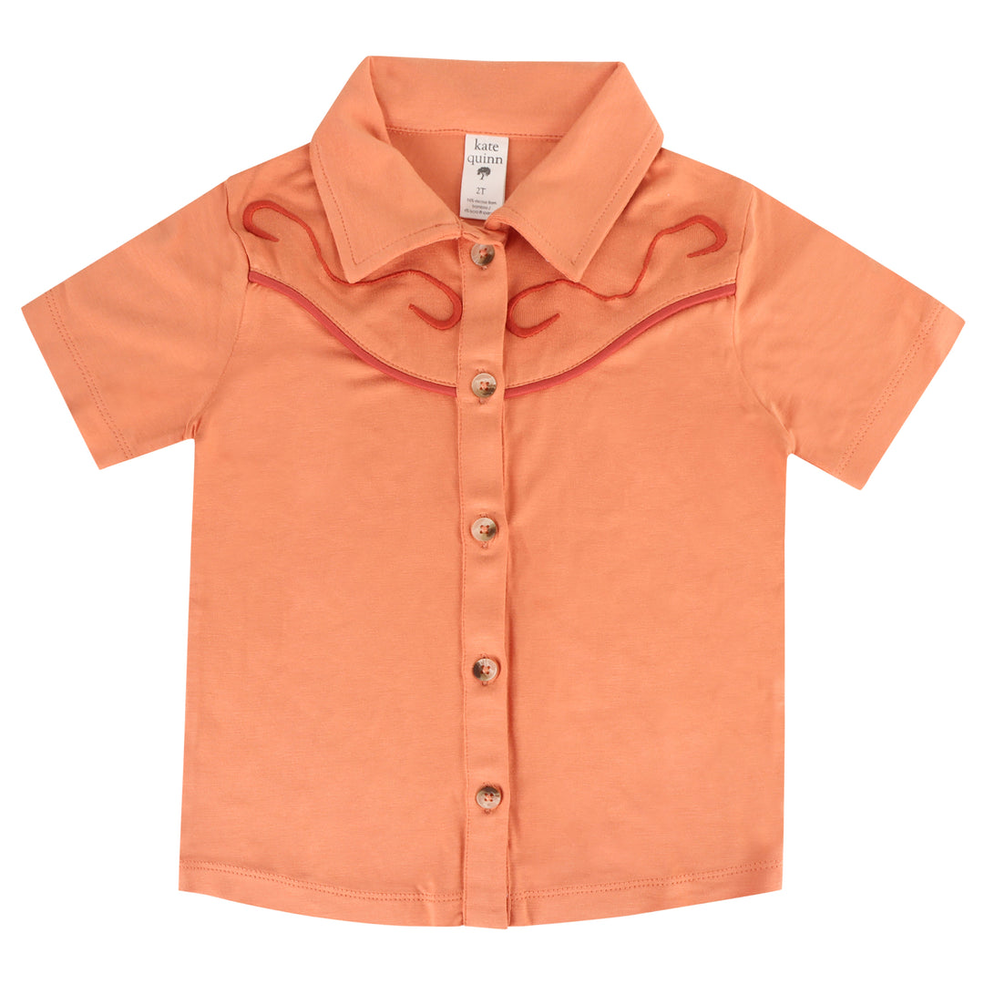 short sleeve embroidered urban cowboy shirt | melon | bamboo