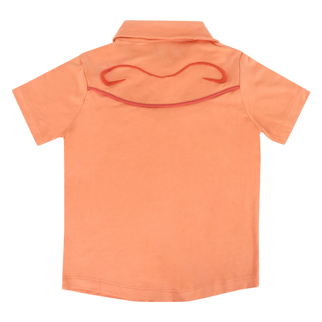 short sleeve embroidered urban cowboy shirt | melon | bamboo