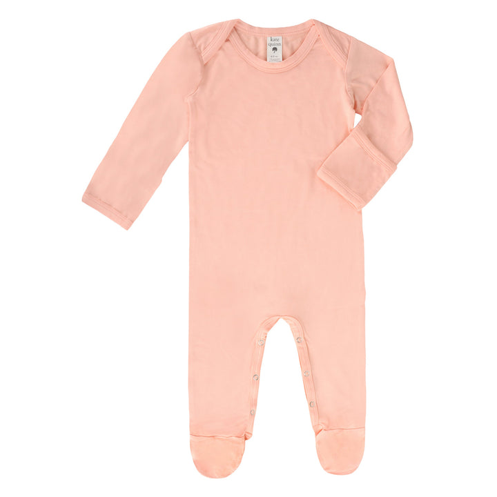 long sleeve lap neck footie | peach parfait | bamboo
