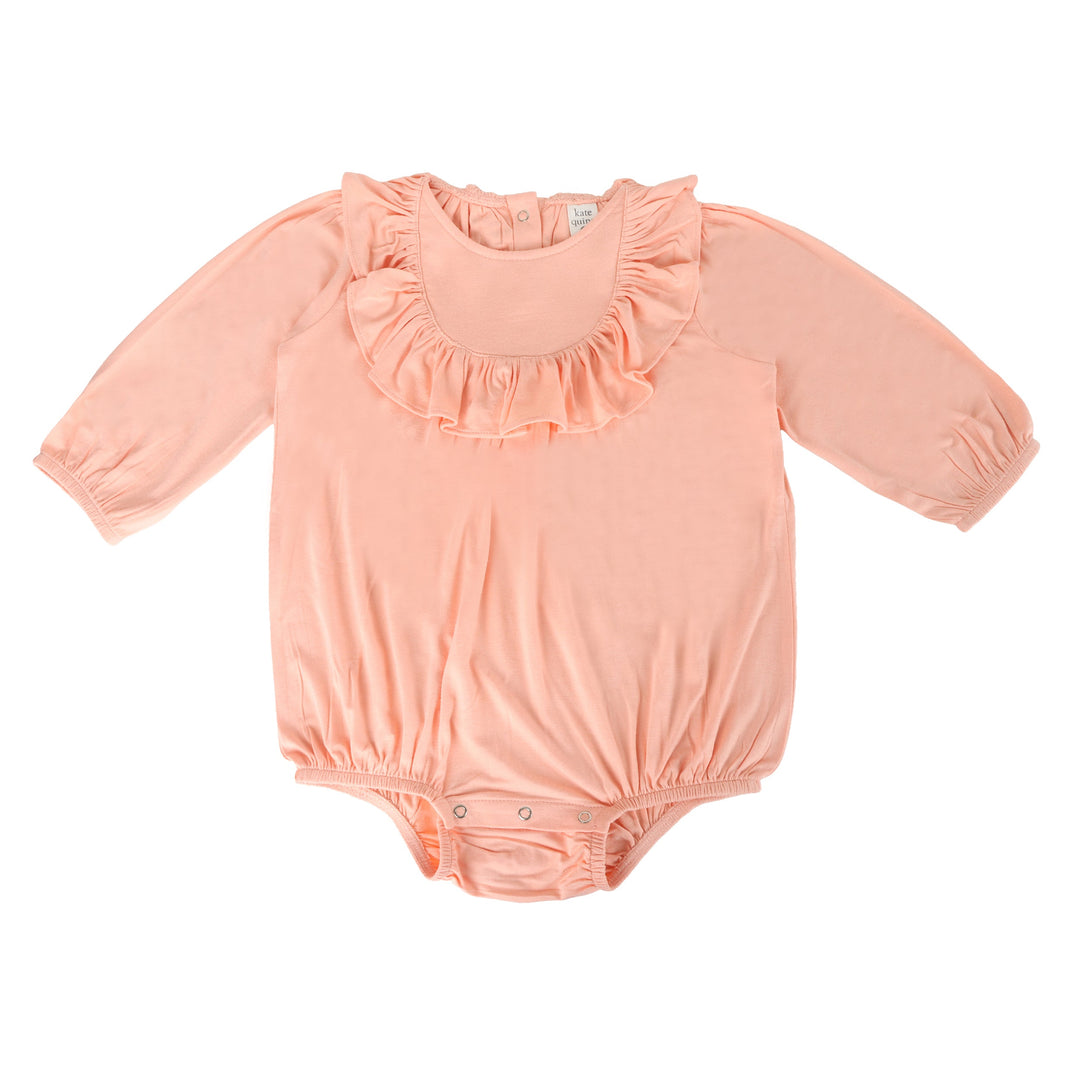 long sleeve gathered ruffle yoke bubble | peach parfait | bamboo