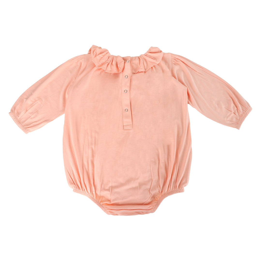 long sleeve gathered ruffle yoke bubble | peach parfait | bamboo