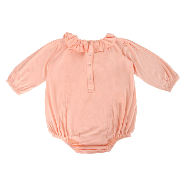 long sleeve gathered ruffle yoke bubble | peach parfait | bamboo