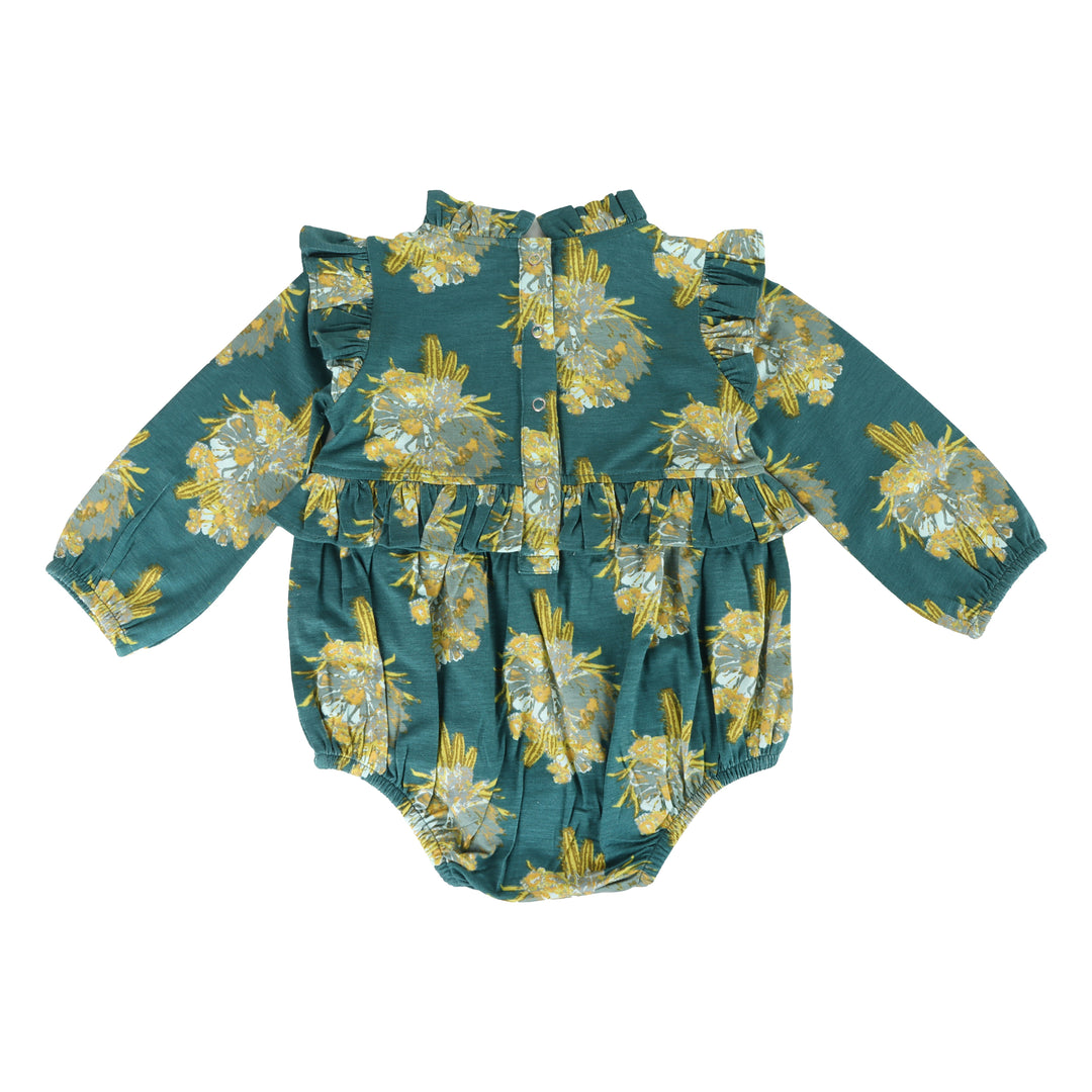 long sleeve little ruffle bubble | cactus floral | bamboo