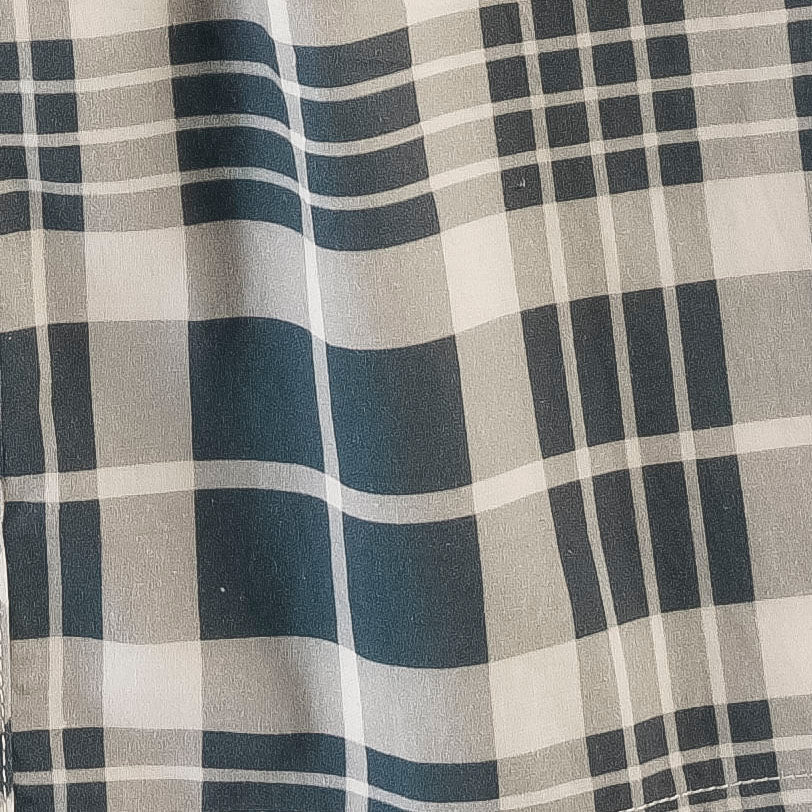 suspender skirt | indigo plaid | organic cotton mid-weight woven