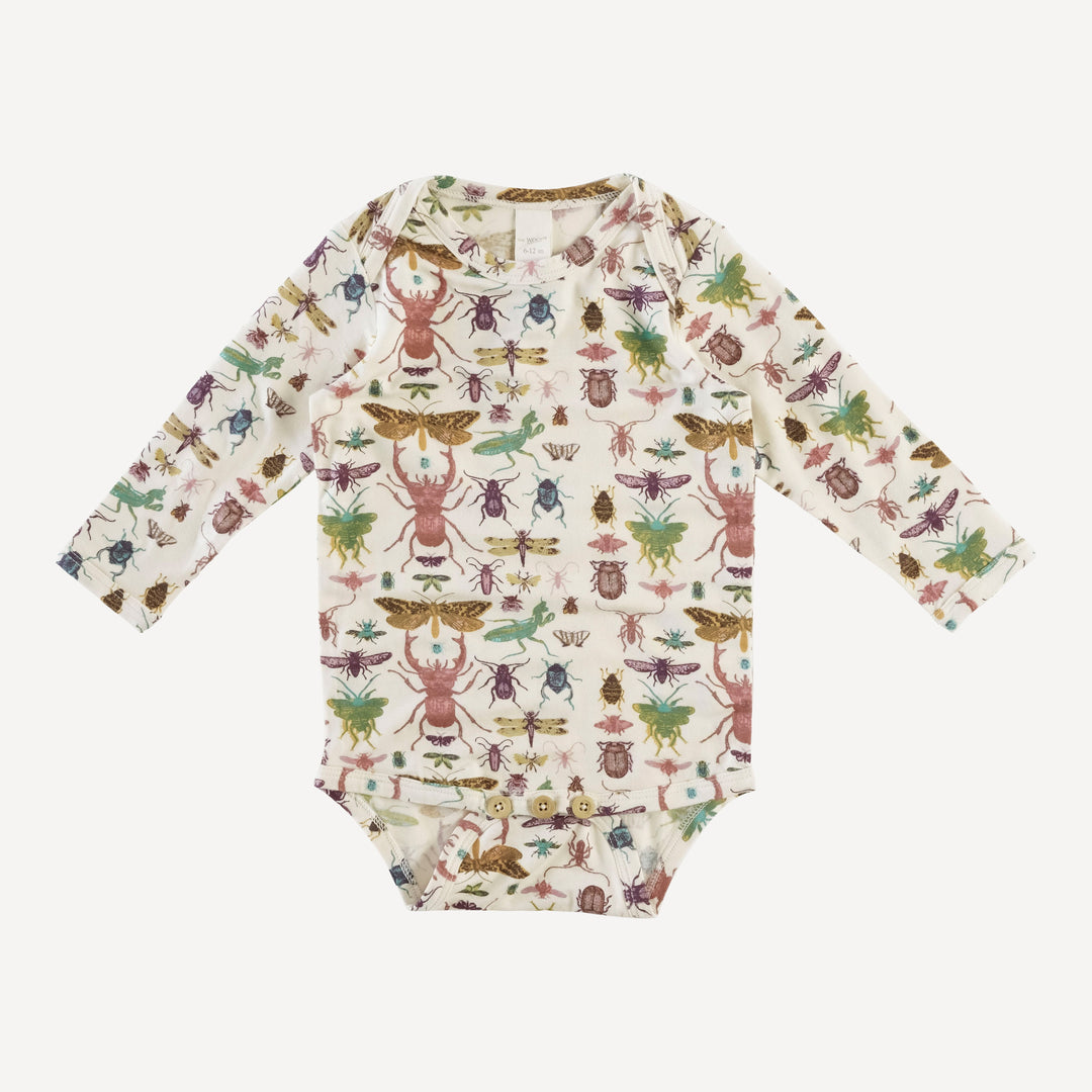 long sleeve lap neck bodysuit | insects | modal