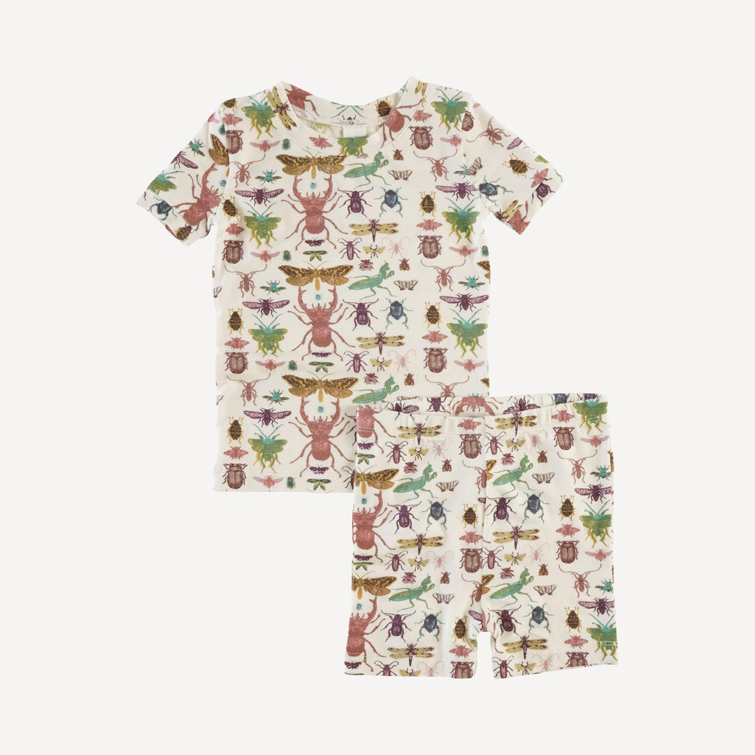 short sleeve crew neck shortie pj set | insects | modal