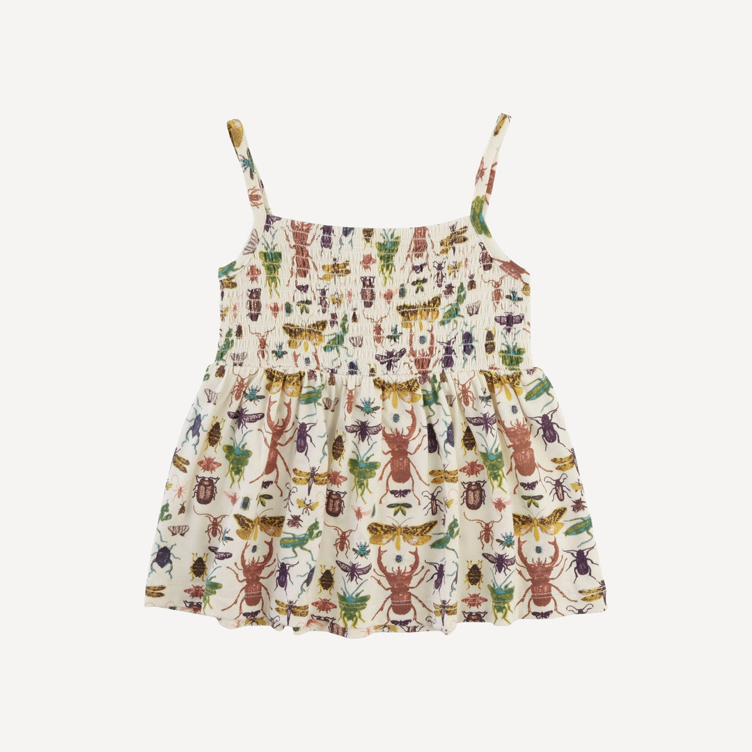 spaghetti strap smocked top | insects | modal