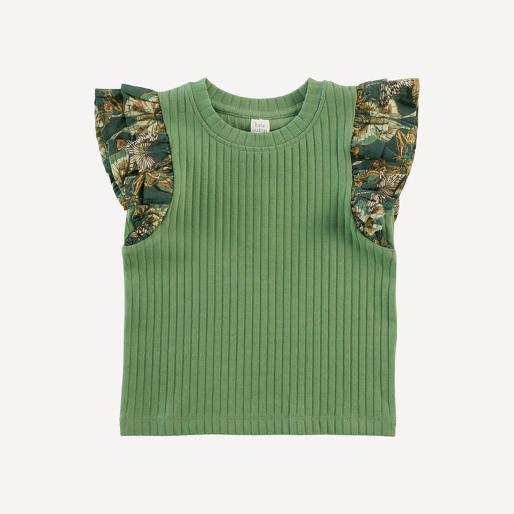 sleeveless double ruffle top | ivy | classic rib