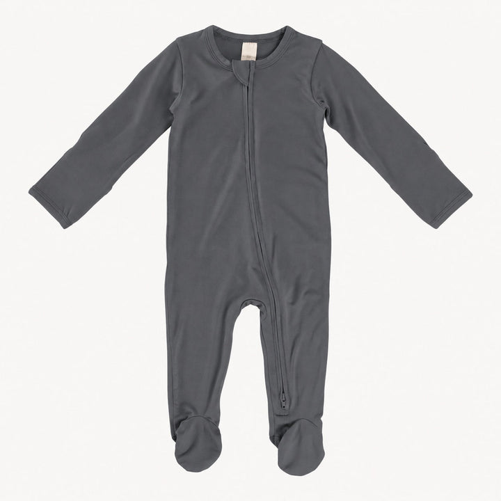 PREORDER long sleeve two way zipper footie | iron gate | modal