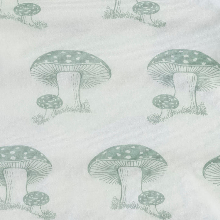 long sleeve zipper footie | jadeite toadstool | organic cotton jersey