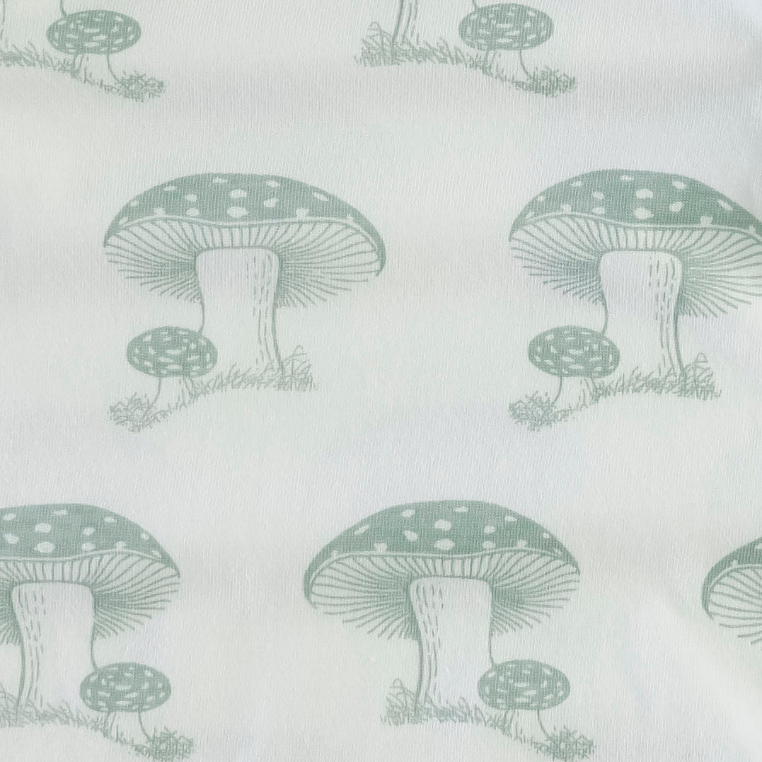 piped flutter pinafore pocket dress | jadeite toadstool | organic cotton jersey