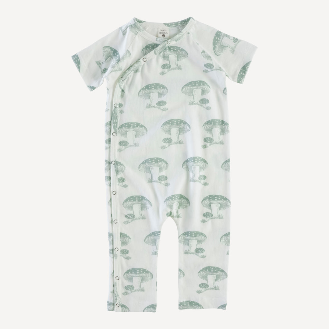 short sleeve wrap jumpsuit | jadeite toadstool | organic cotton jersey