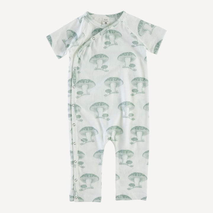 short sleeve wrap jumpsuit | jadeite toadstool | organic cotton jersey