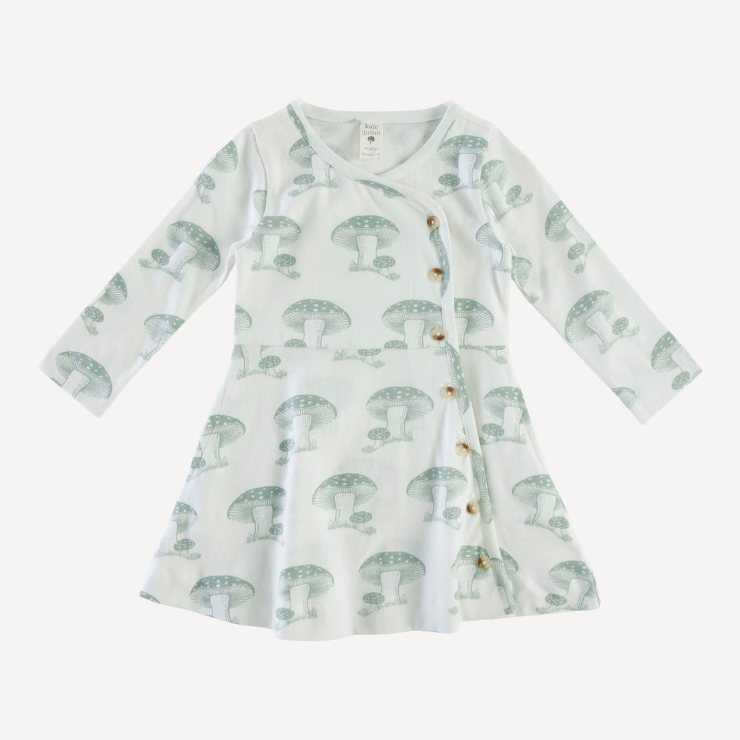 long sleeve wrap dress | jadeite toadstool | organic cotton jersey