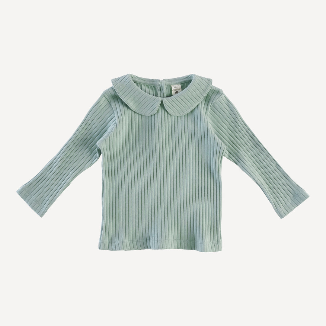 long sleeve peter pan tee | jadeite | organic cotton wide rib