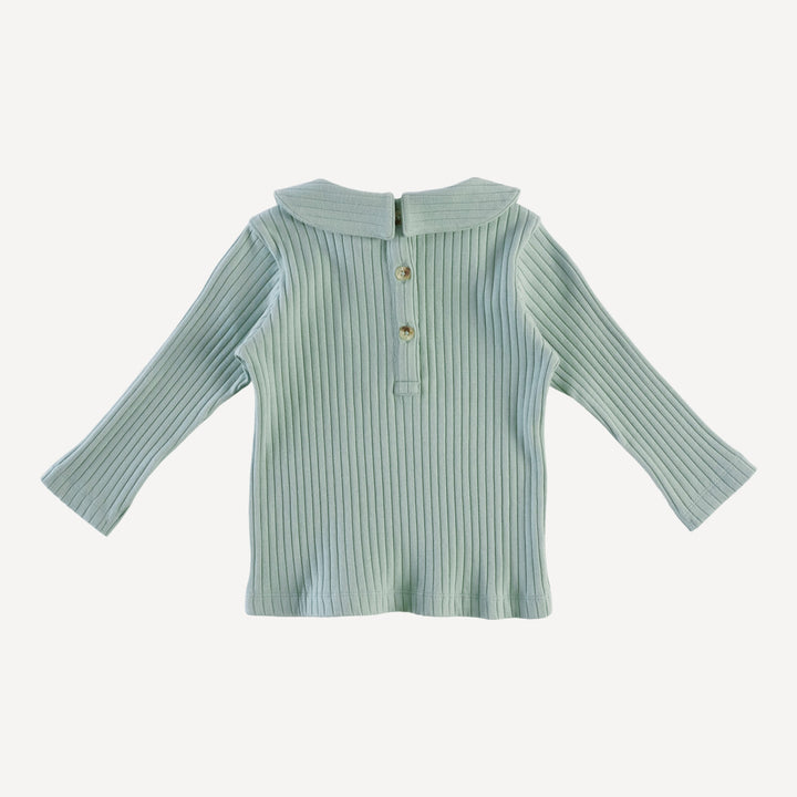 long sleeve peter pan tee | jadeite | organic cotton wide rib