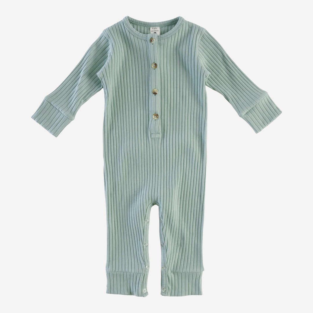 long sleeve sport union suit | jadeite | organic cotton wide rib